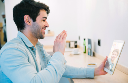 Man in an online therapy session attending from different place in Colorado.