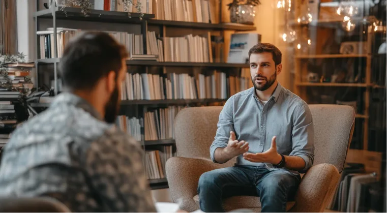 A man engaging in therapy for men in Denver, working towards a more fulfilling life