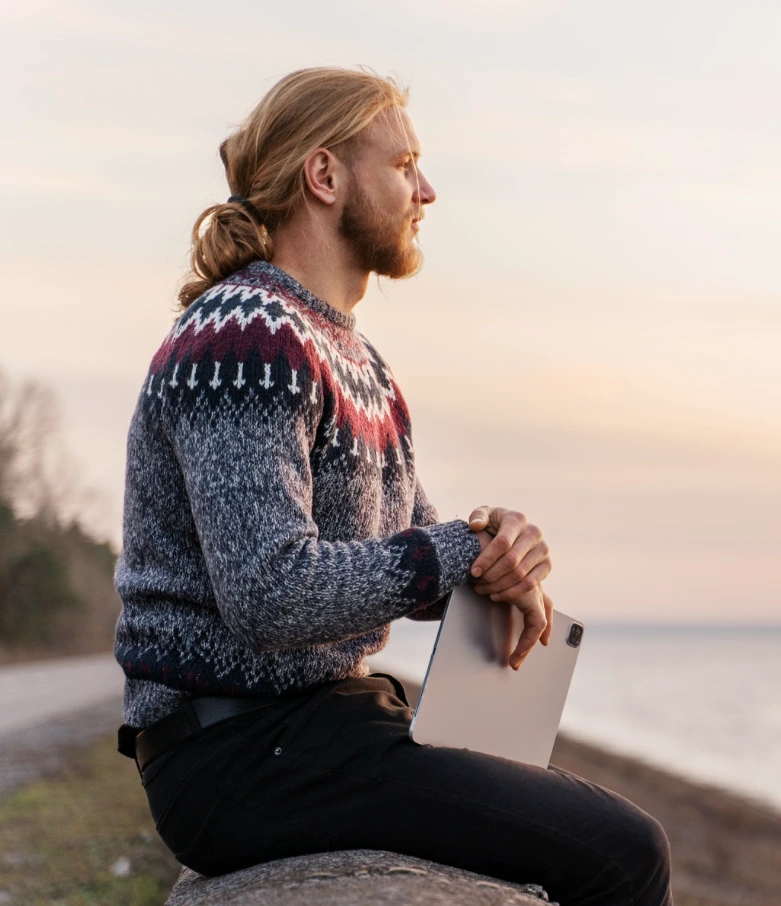 Man looking away while experiencing emotional distress