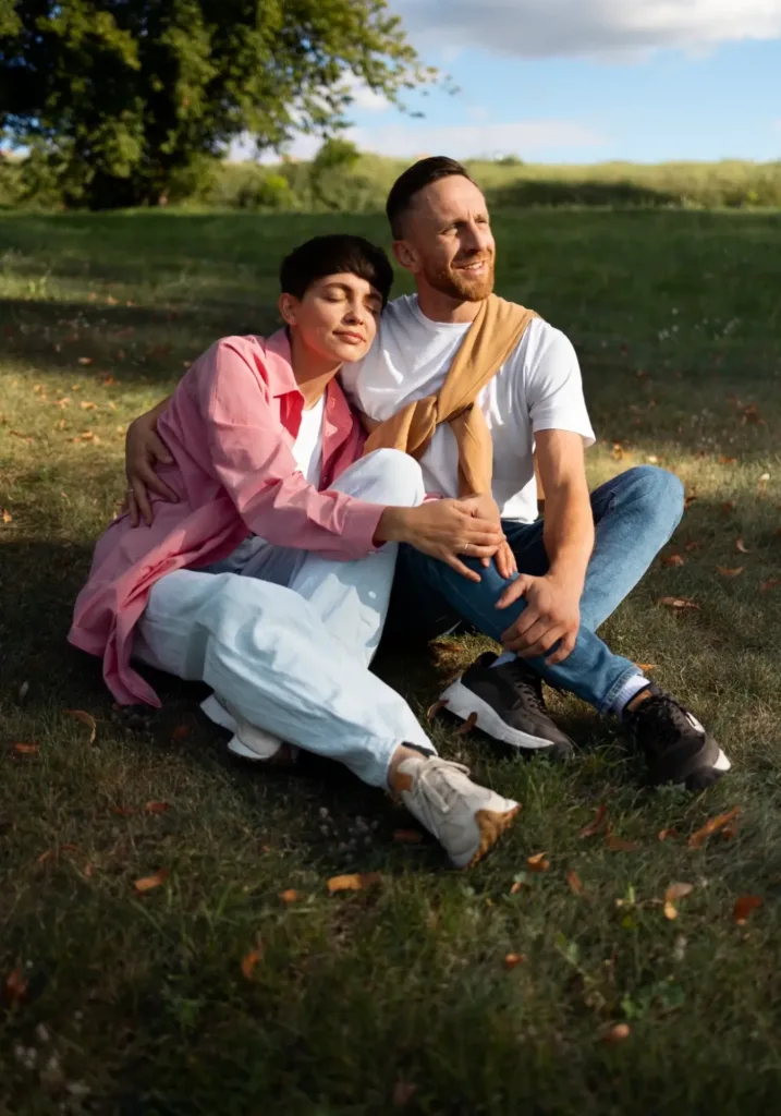 Man sitting and relaxing with his partner. Transformative results of anger management counseling in Denver.