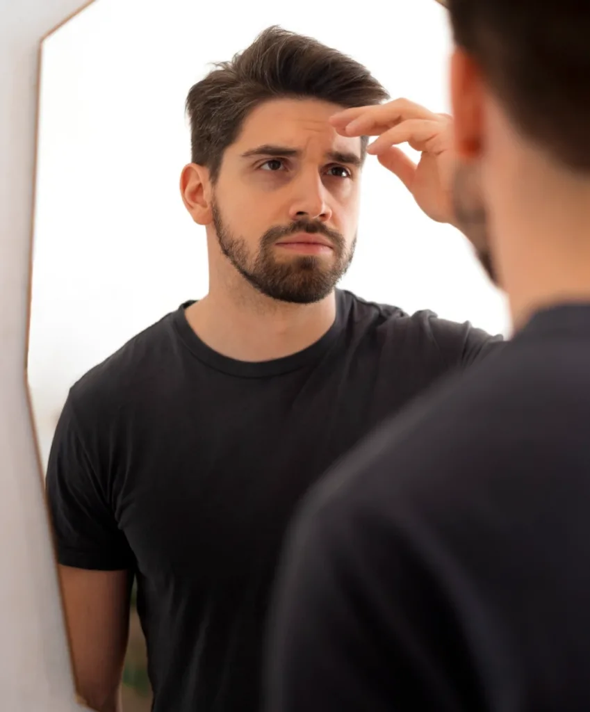 Man pondering his emotions while considering various counseling options for support and guidance