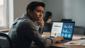 Man looking worried at work.